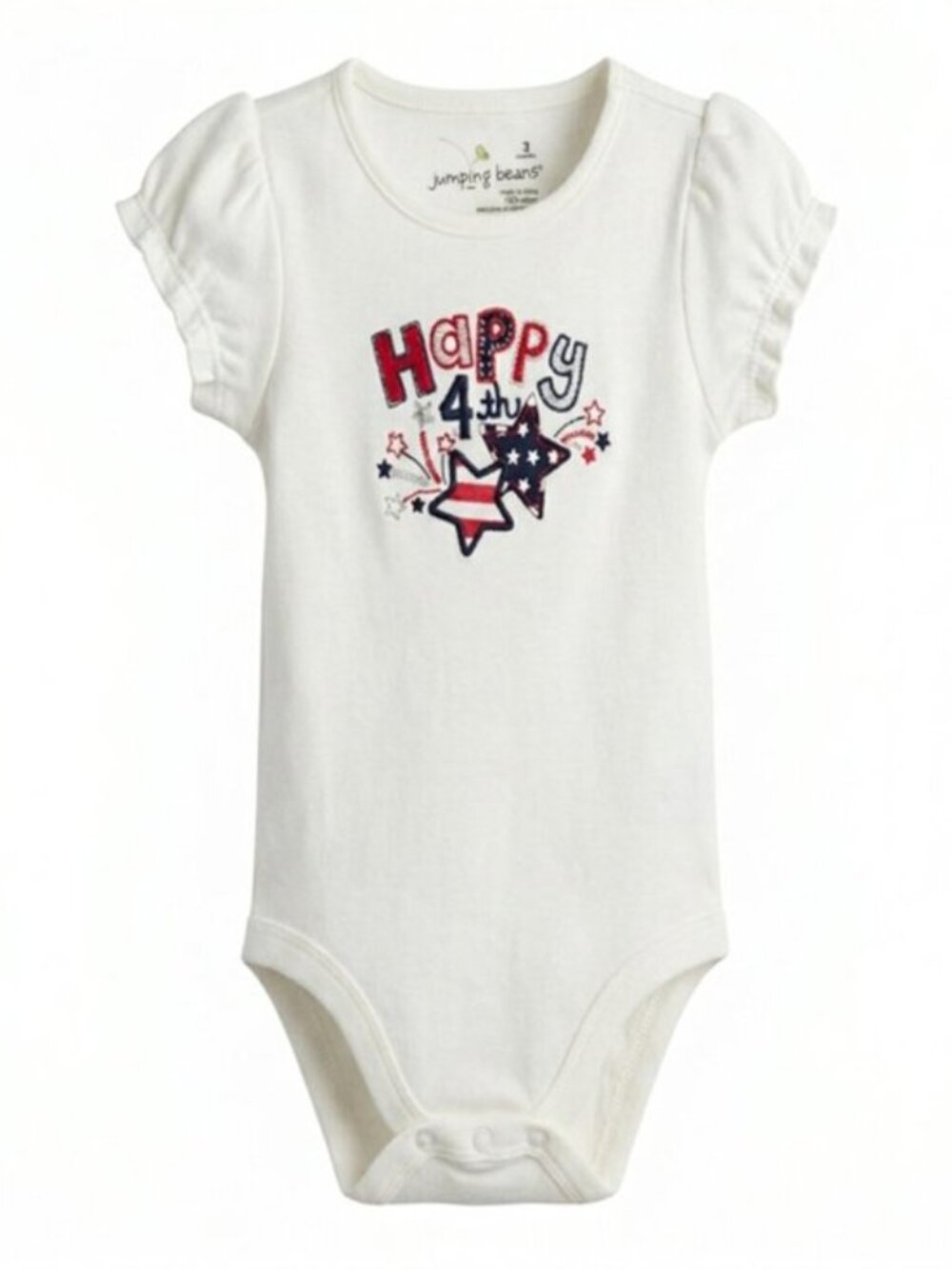 Jumping Beans Embroidered Happy 4th of July Bodysuit Baby Girl Size 6M Patriotic